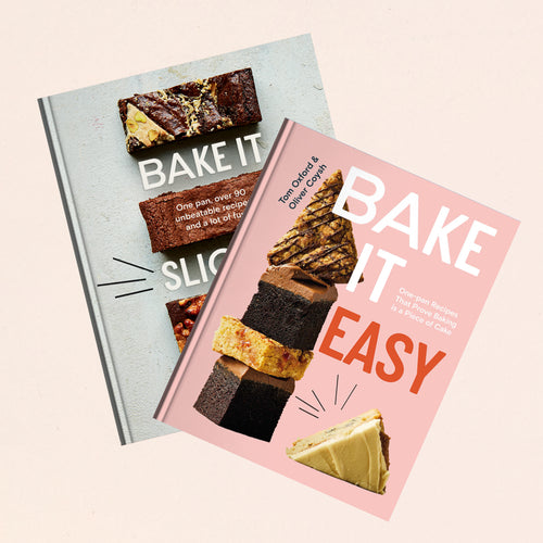 Frontal View of Exploding Bakery Bake it Easy  and Bake It Slice it Eat It Baking Book